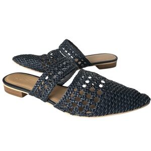 LOFT Blue Leather Pointed Toe Flat Mule Sandal Women’s  Size 8.5